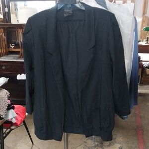 Vtg. Uzzi Lightweight Open Front Black Blazer Jacket